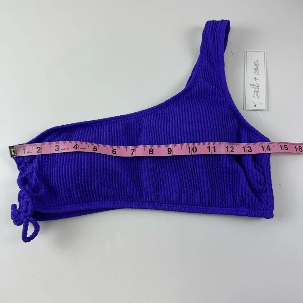 Salt + Cove Bikini Top Juniors Size Large Purple Ribbed One Strap Swim NWT